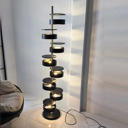 Spiral Stehlampe mit mehreren Lichtscheiben