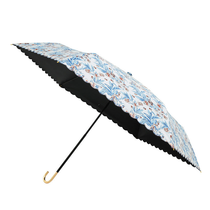 Damen eleganter Automatischer Faltregenschirm mit floralen Details Brehn