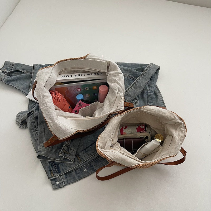 Handgewebte Seegras Strandtasche