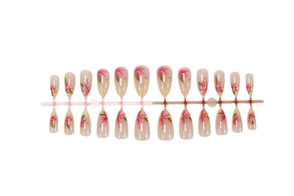 Elegantes Kunstnagelset mit floralen Designs Brehn