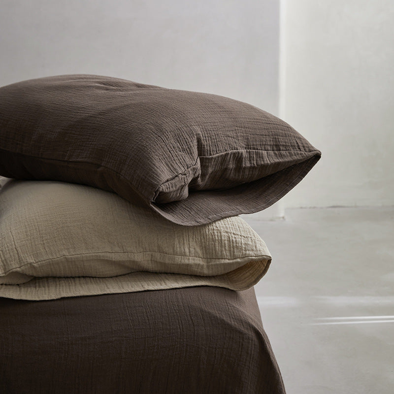 Atmungsaktives Baumwoll‑Musselin Bettwäsche‑Set mit natürlicher Crinkle‑Struktur