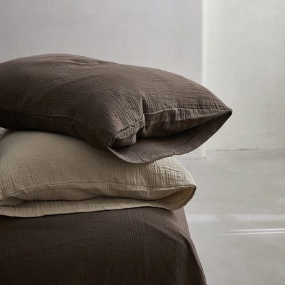 Atmungsaktives Baumwoll‑Musselin Bettwäsche‑Set mit natürlicher Crinkle‑Struktur