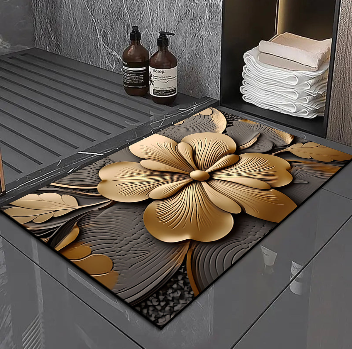 3D Floral Design Badmatte Brehn