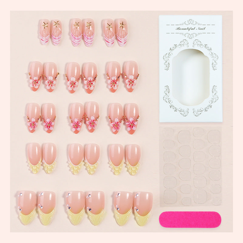 Beeindruckendes florales Design Press-On Nagelset Brehn