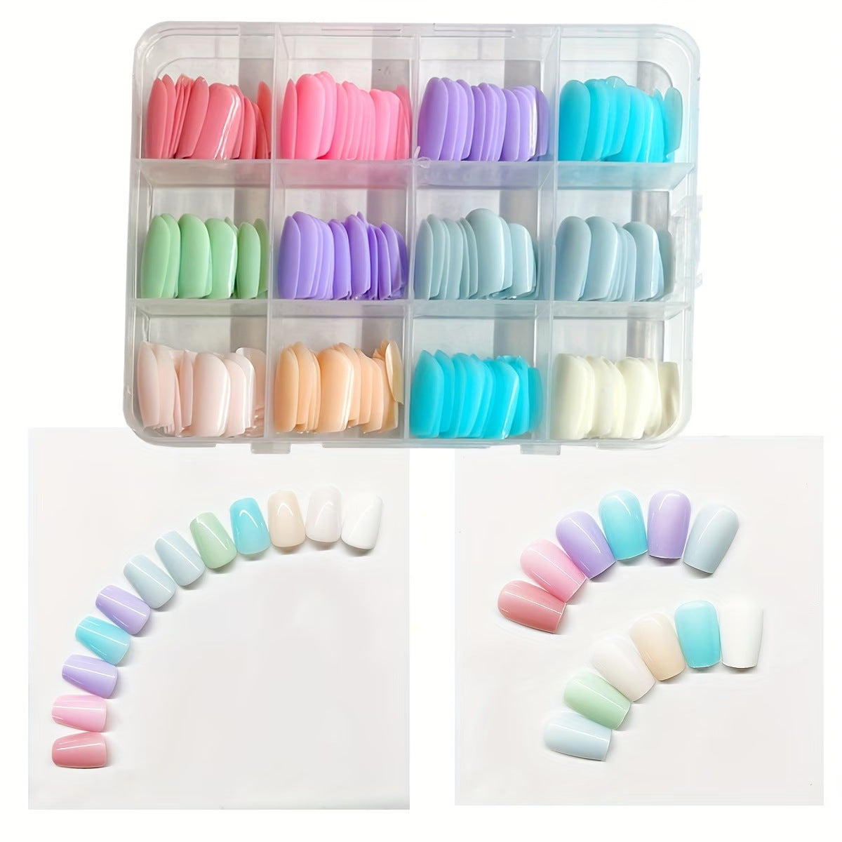 Press-On Nail Art Set mit verschiedenen Formen und Oberflächen Brehn