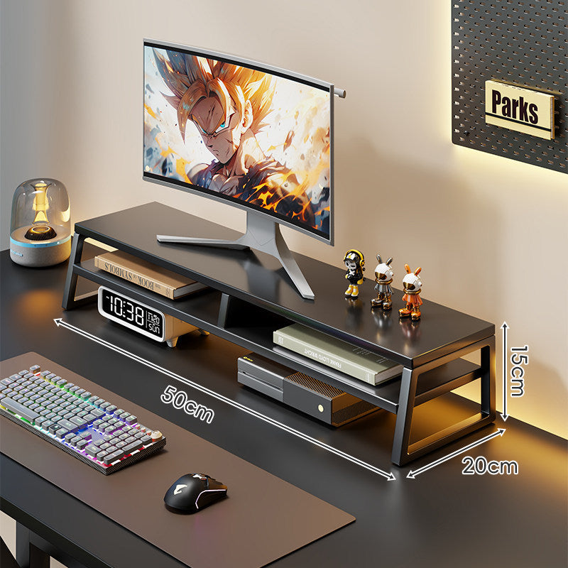 Holz-Monitorständer mit Metallrahmen Erhöhte Desktop-Regal