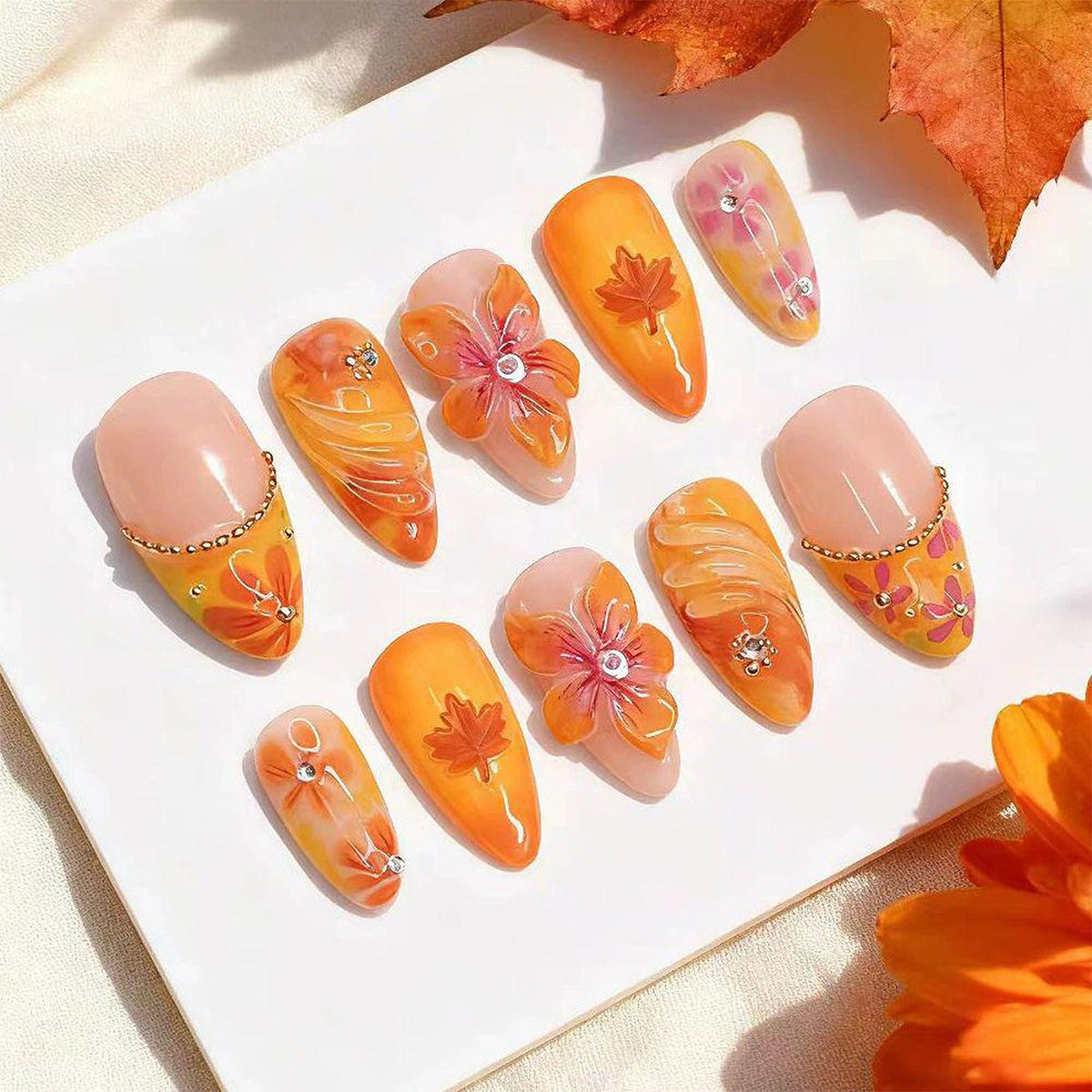 Blumeninspiriertes Press-On Nagelkunstset
