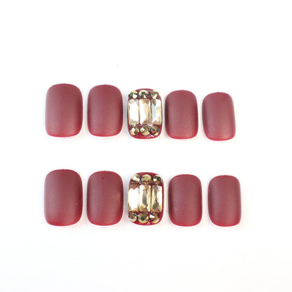 Premium Matte Press-On Nagelset mit Kristallakzenten Brehn