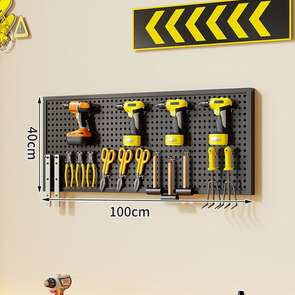 Wandmontierter perforierter Metallwerkzeug-Pegboard-Organizer mit Magnetstreifen und Mehrfachhaken