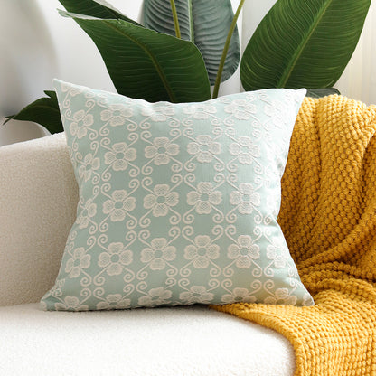 Quadratisches besticktes florales Jacquard-Dekorationskissenbezug