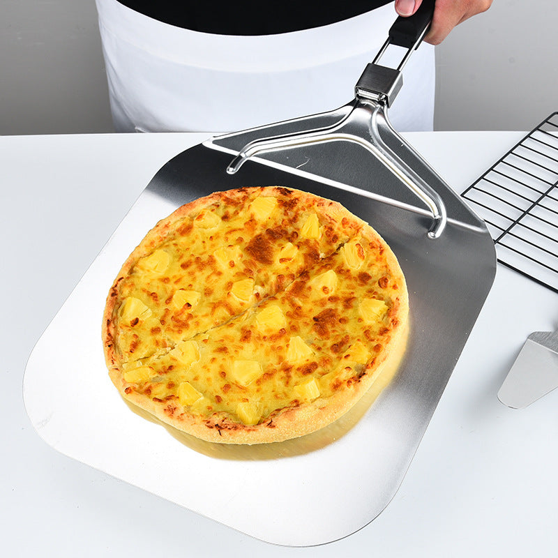 lange Griffe perforierte Pizzaschaufel Set mit Holzgriff Edelstahl Schneider und Dreieckserver Brehn