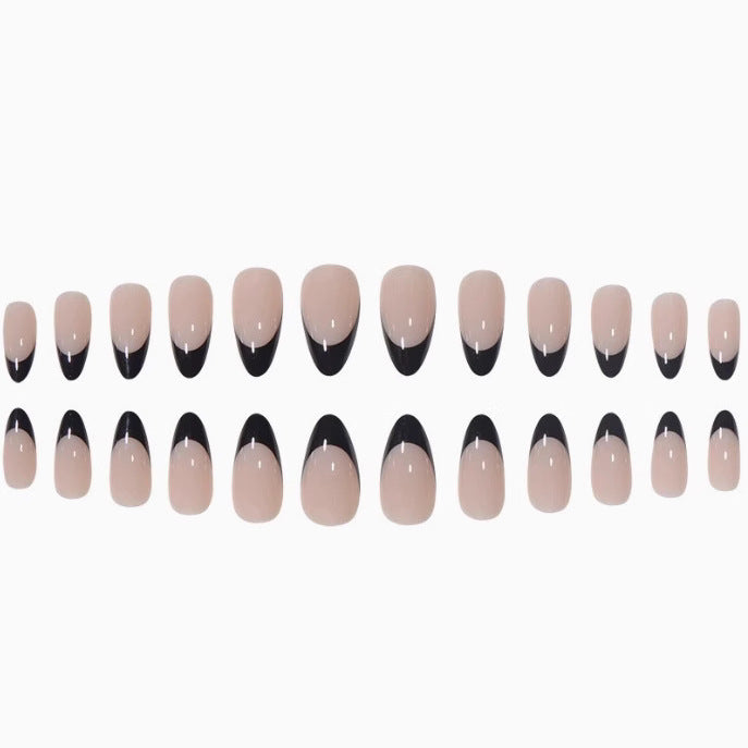 Elegante schwarze French Tip Acryl-Nagelverzierung Brehn