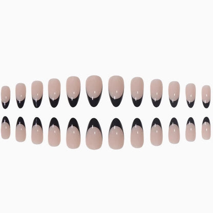 Elegante schwarze French Tip Acryl-Nagelverzierung Brehn