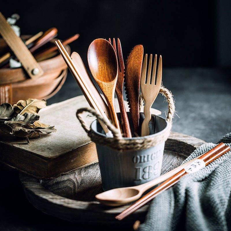 Japanischer schlichter Stil Holzbestecksets | Brehn