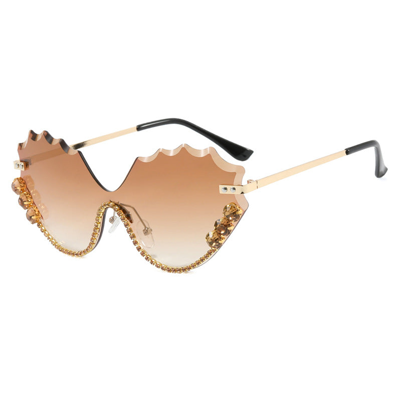 Damen extravagante Sonnenbrille mit glitzerndem Akzent und einzigartigem Design Brehn