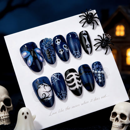 Halloween-inspirierte künstlerische Press-On-Nagel-Set Brehn