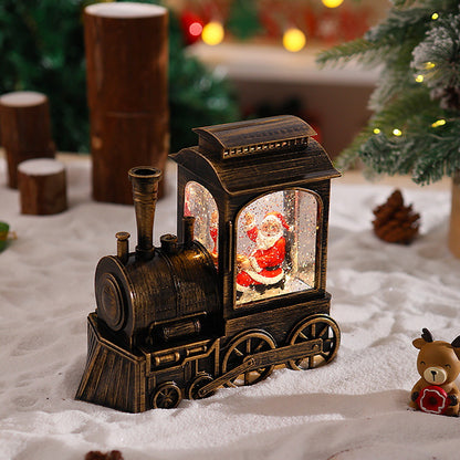 Nostalgische Weihnachtszug-Laterne mit beweglichem Weihnachtsmann Brehn
