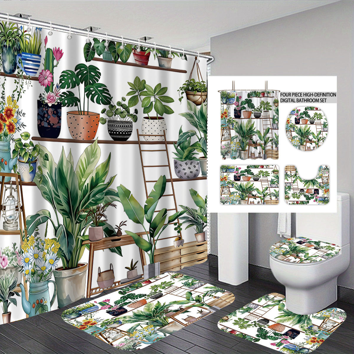 Digital Bow Pattern Badezimmer Dekor Set Brehn