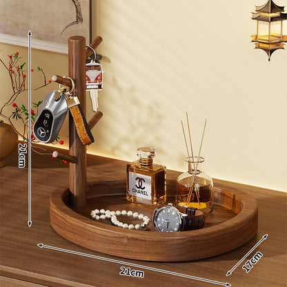 Holz-Entrée-Valet-Schale mit Multi-Arm-Schlüsselständer