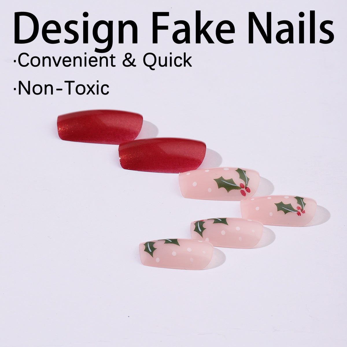 Kunstnagelset mit festlichem Weihnachtsdesign und verspielt festlicher Dekoration Brehn