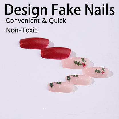 Kunstnagelset mit festlichem Weihnachtsdesign und verspielt festlicher Dekoration Brehn