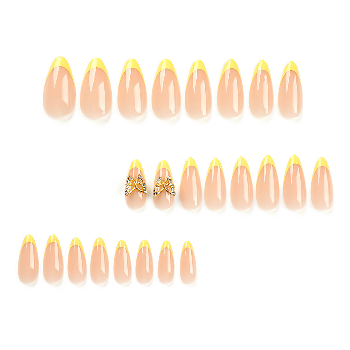 Kunstvolle Stiletto-Nägel mit glamourosem Schmetterlingsdesign Brehn
