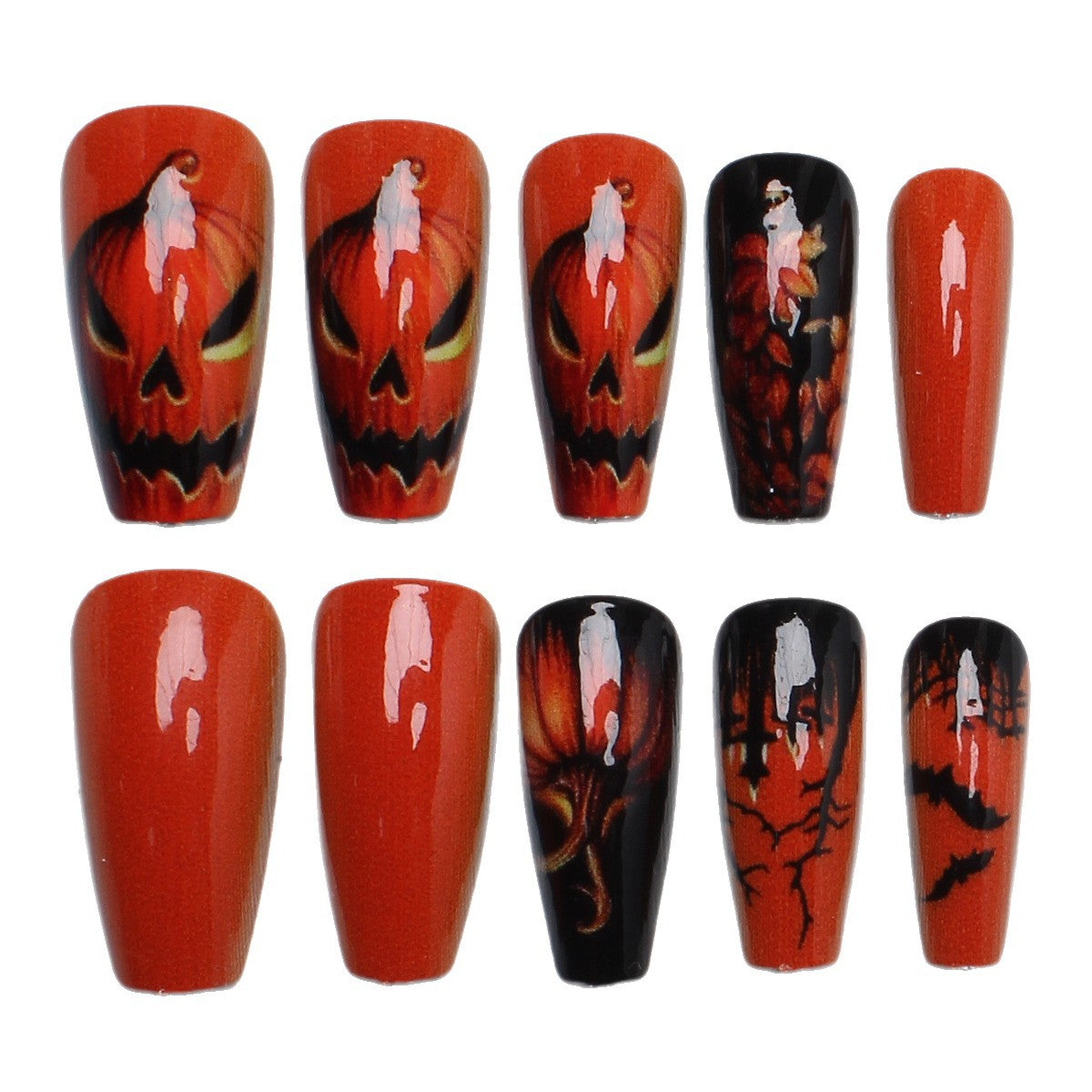 Kreatives Kunstnagelset mit Halloween-Motiv und leuchtendem Design Brehn