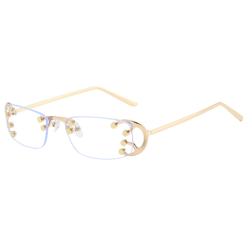 Damen modische rechteckige Sonnenbrille mit auffälligen goldenen Details Brehn