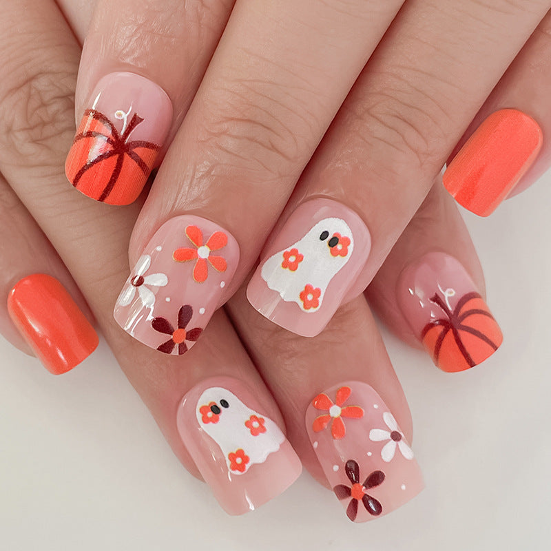 Künstlerisches Press-On-Nagelset mit Halloween-Themen-Designs Brehn