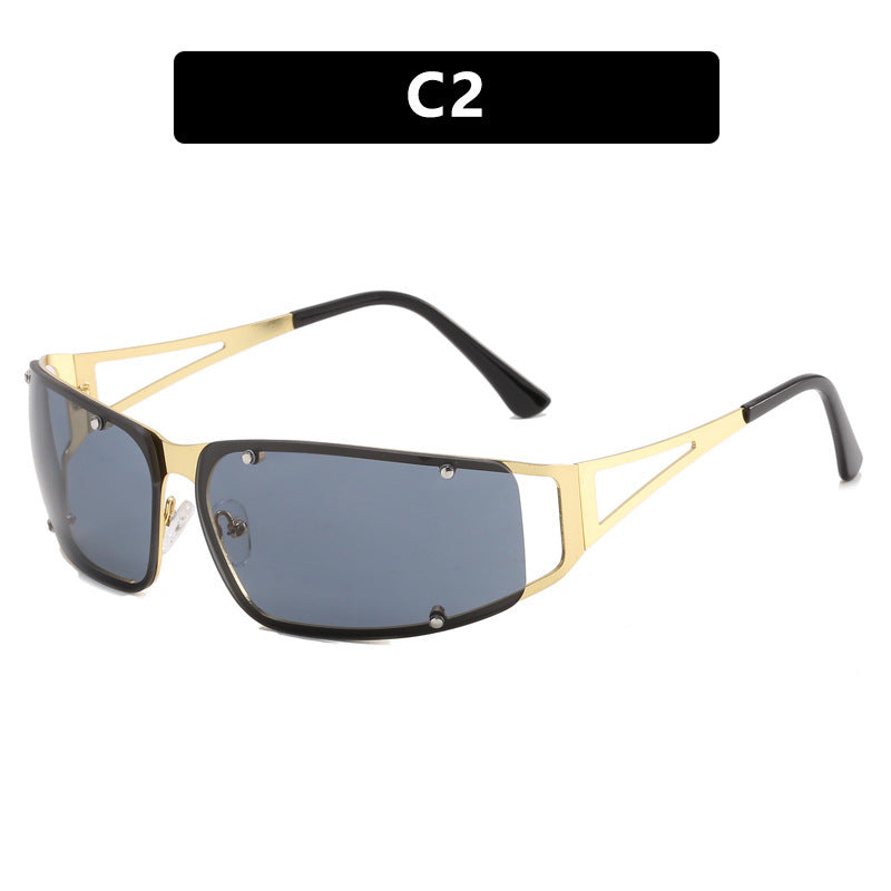 Damen modische Sonnenbrille mit futuristischem Design und exquisitem Metallrahmen Brehn