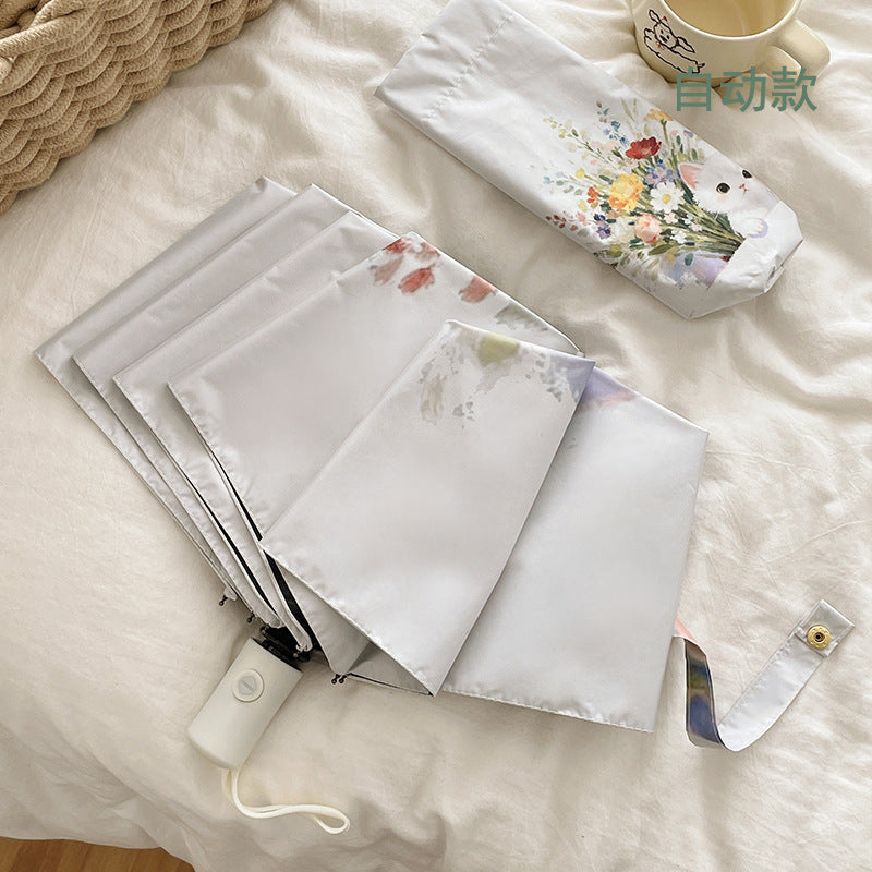 Damen Faltbarer Regenschirm mit floralen Akzenten Brehn