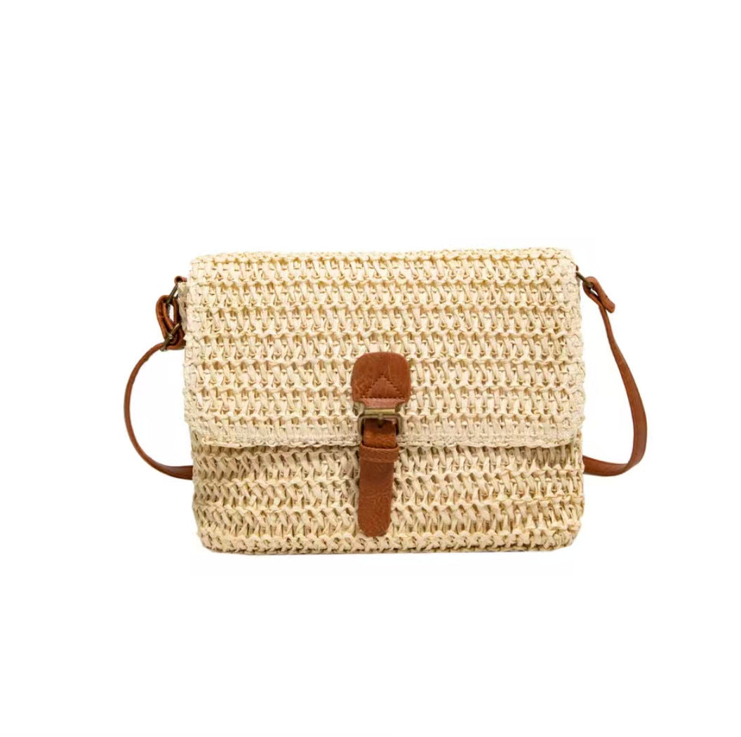 Handtasche Aus Geflochtenem Naturmaterial mit Lederakzenten Brehn