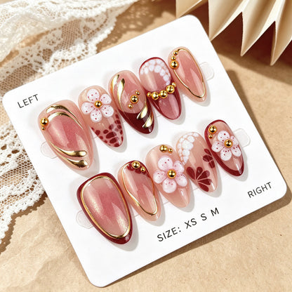 Künstlerisches Blumendesign Press-On Nagelset