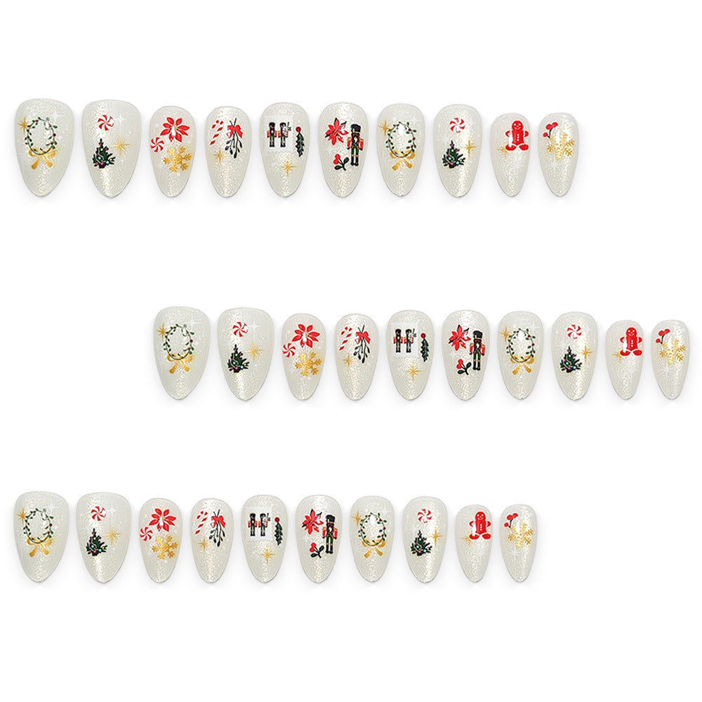 Elegante Kunstnägel mit Festlichen Weihnachtsmotiven Brehn