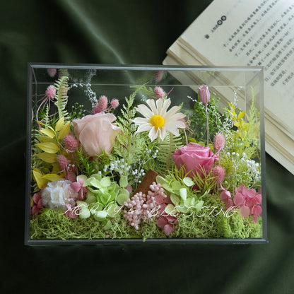 Konservierte Blumenanzeige Box