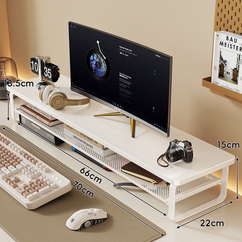 Slim Floating Desktop Monitor Riser mit belüftetem Unterregal und rundem Metallrahmen