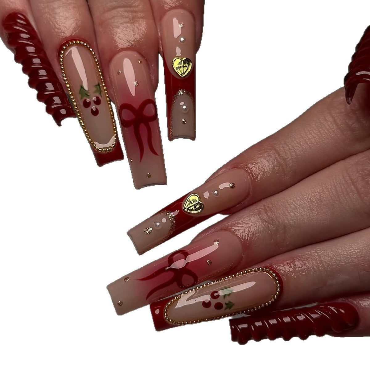 Kunstnagelset mit festlichen Akzenten und Glitzerverzierungen Brehn