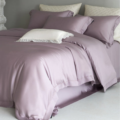 Luxuriöses Seidenglatte Kühl-Duvet-Bezug-Set mit tiefem Rock und Umschlagkissenbezügen