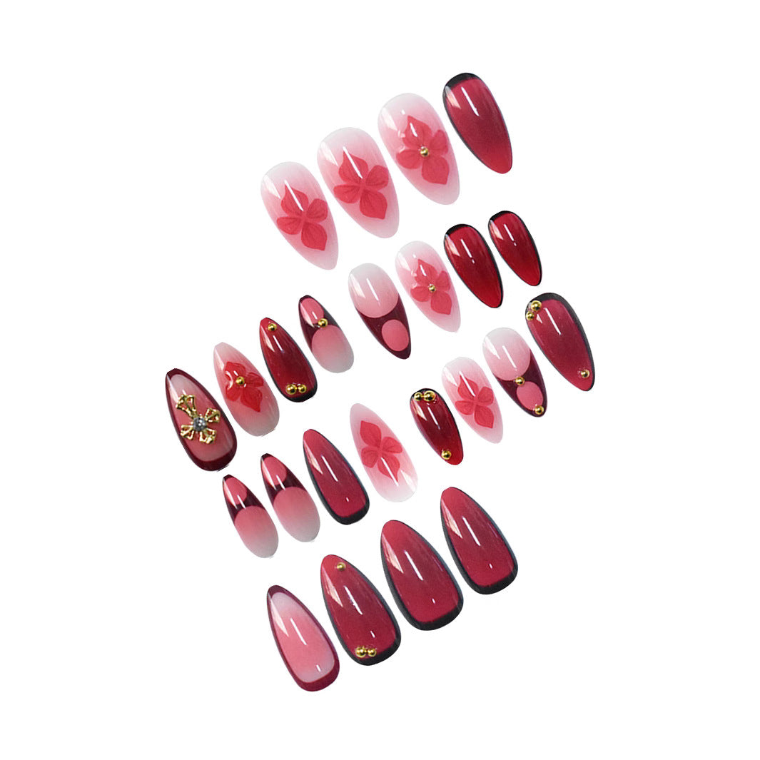 Premium Künstlerische Florale Stiletto Press-On Nägel Brehn