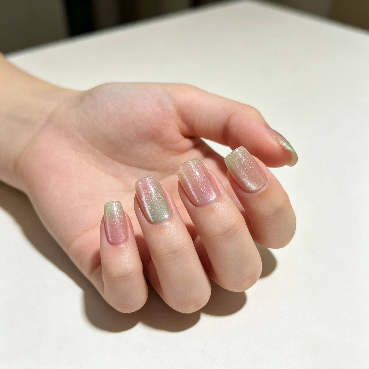 Iridescent Glitter Press-On Nagelspitzen Brehn