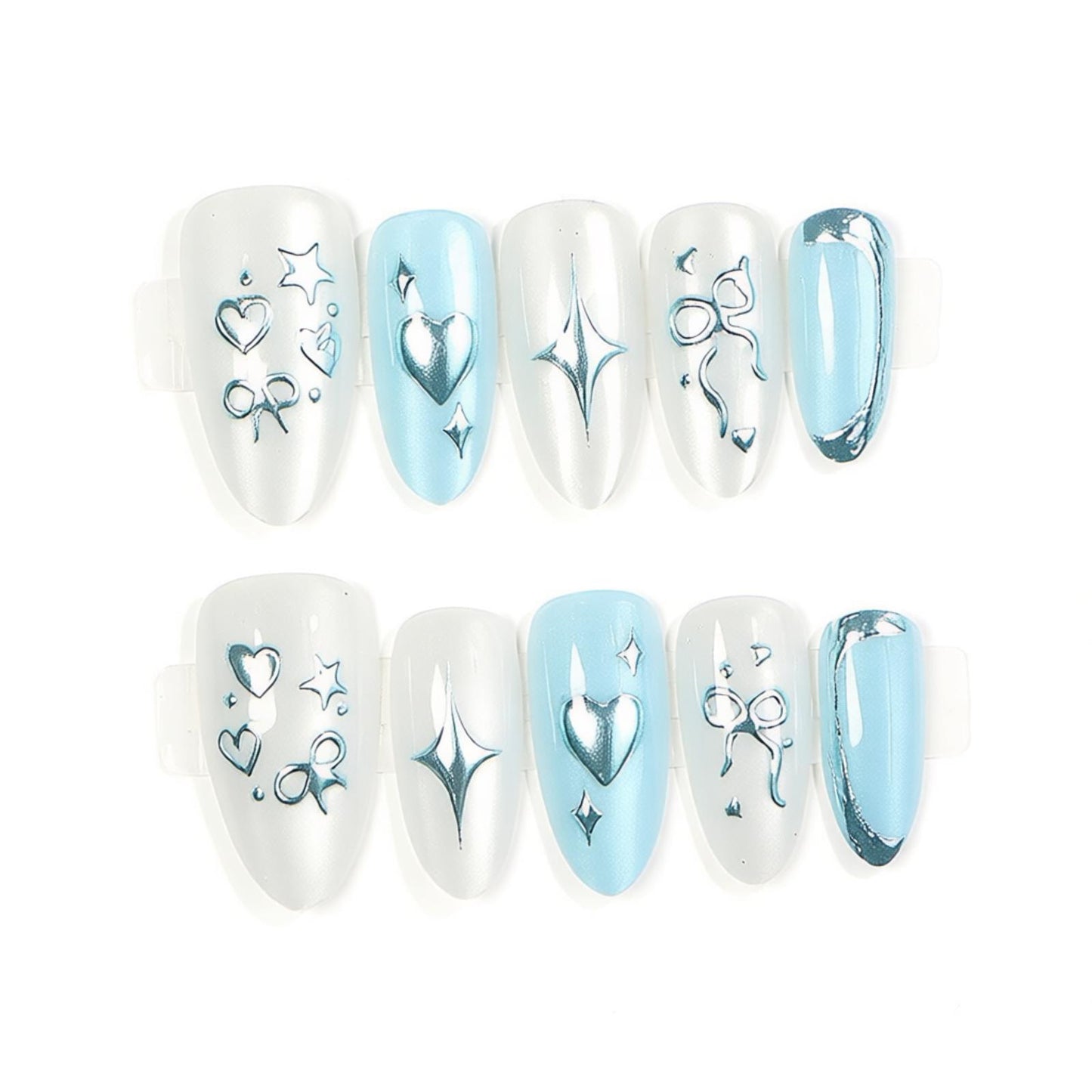 Glamouröse Metallic Press-On Nagelset Brehn