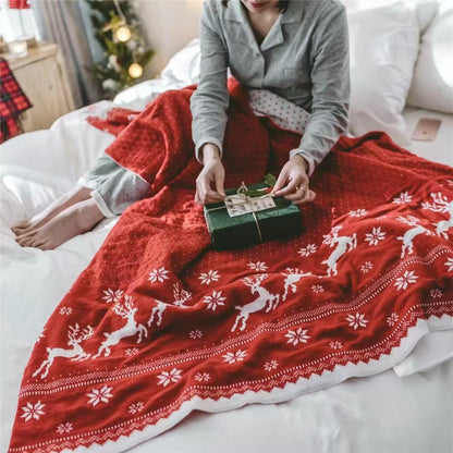 Kuschelige Weihnachts-Wohndecke mit Lebkuchen- und Rautenmuster