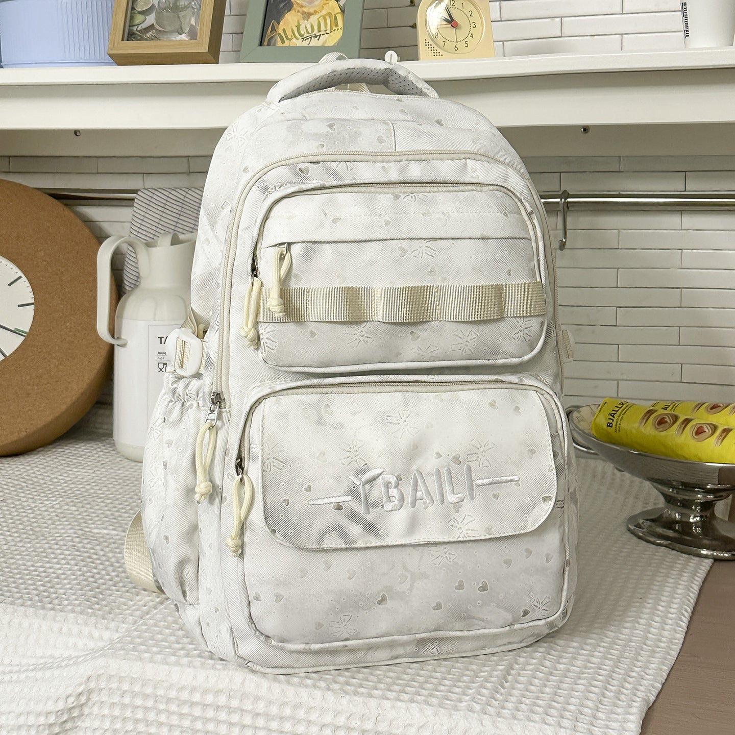 Multi-Fach Fach Texturierten Schul Rucksack