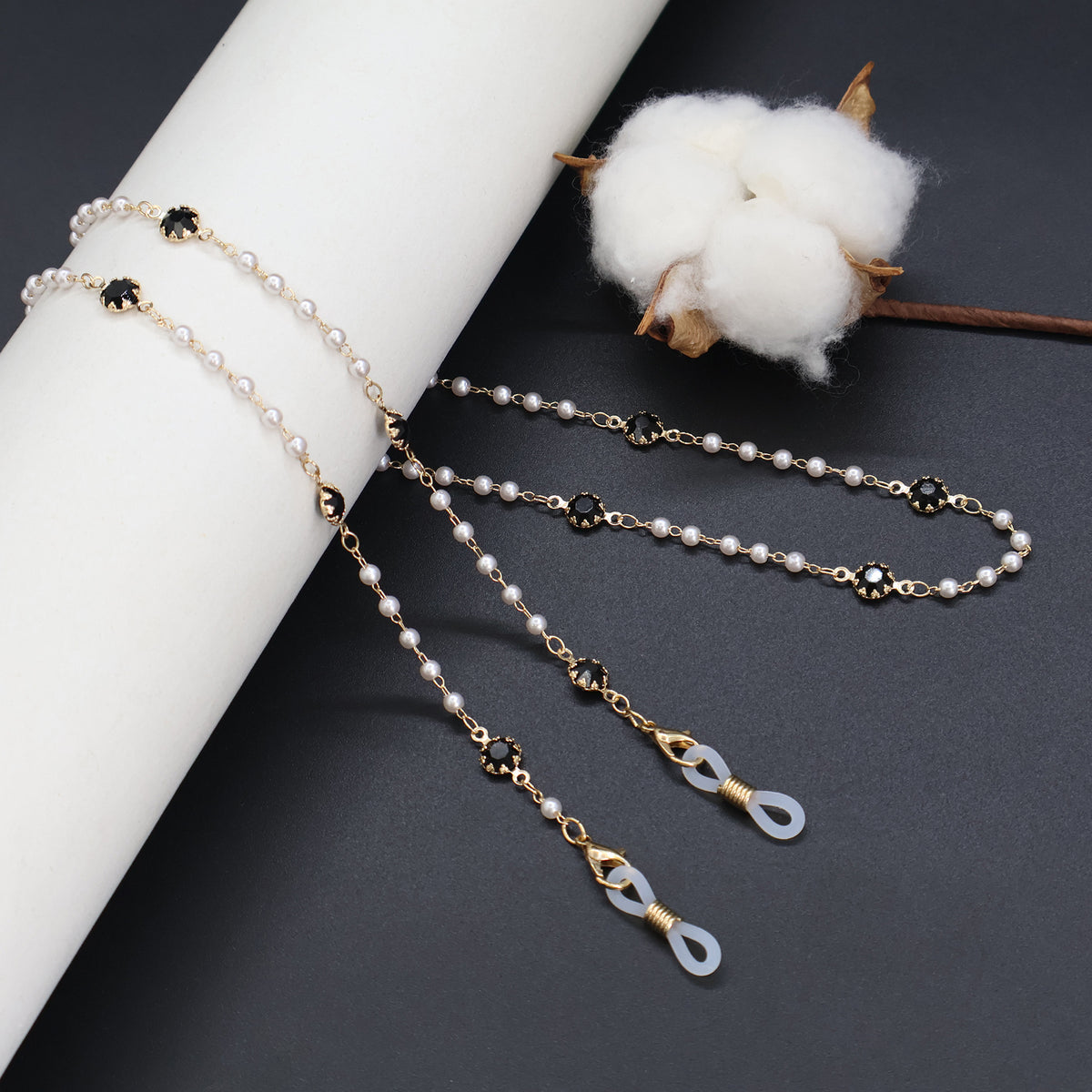 Elegante Perlen- und Kristall-Brillenband Brehn