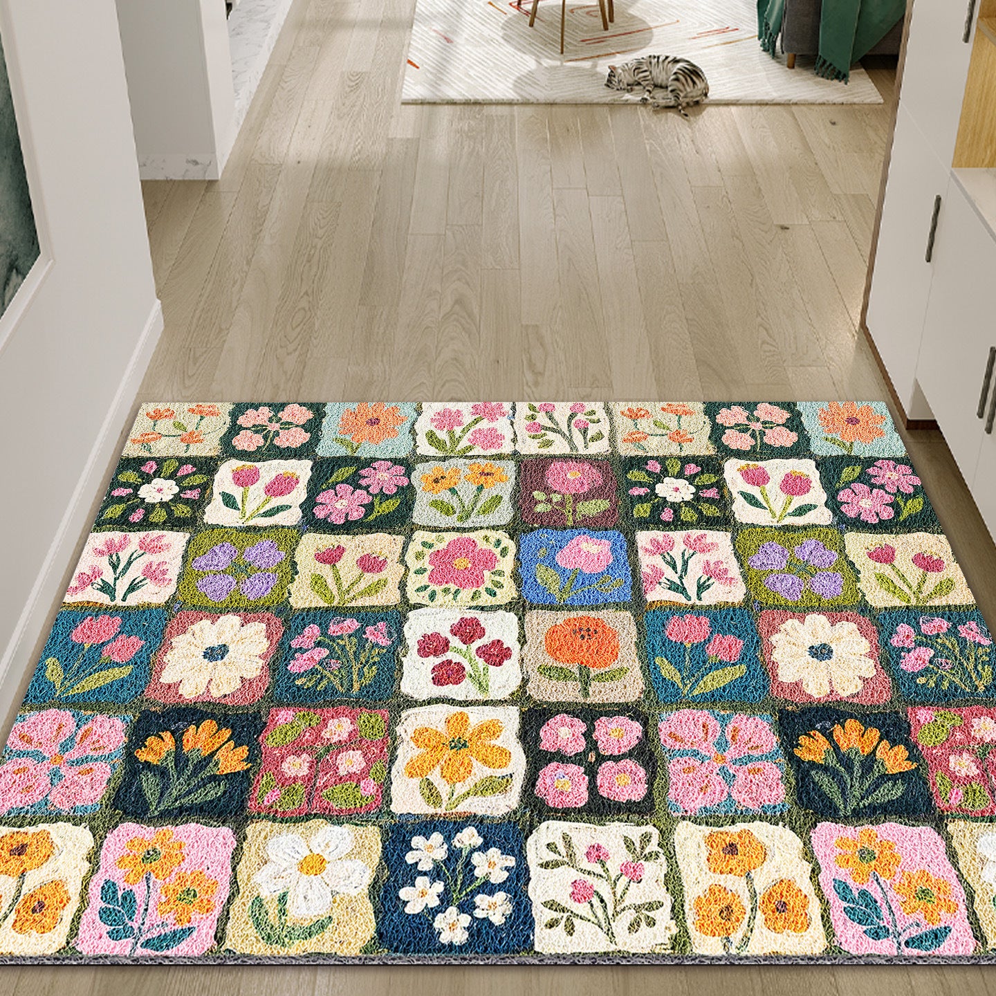 Buntes Florales Patchwork-Teppich Brehn