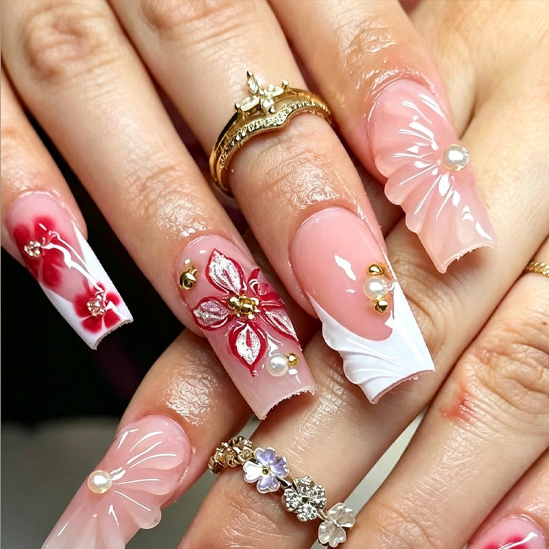 Blumenmuster Press-On Nagelspitzen Set Brehn