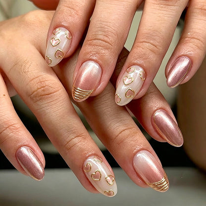 Glamouröse Herzmuster Press-On Nägel