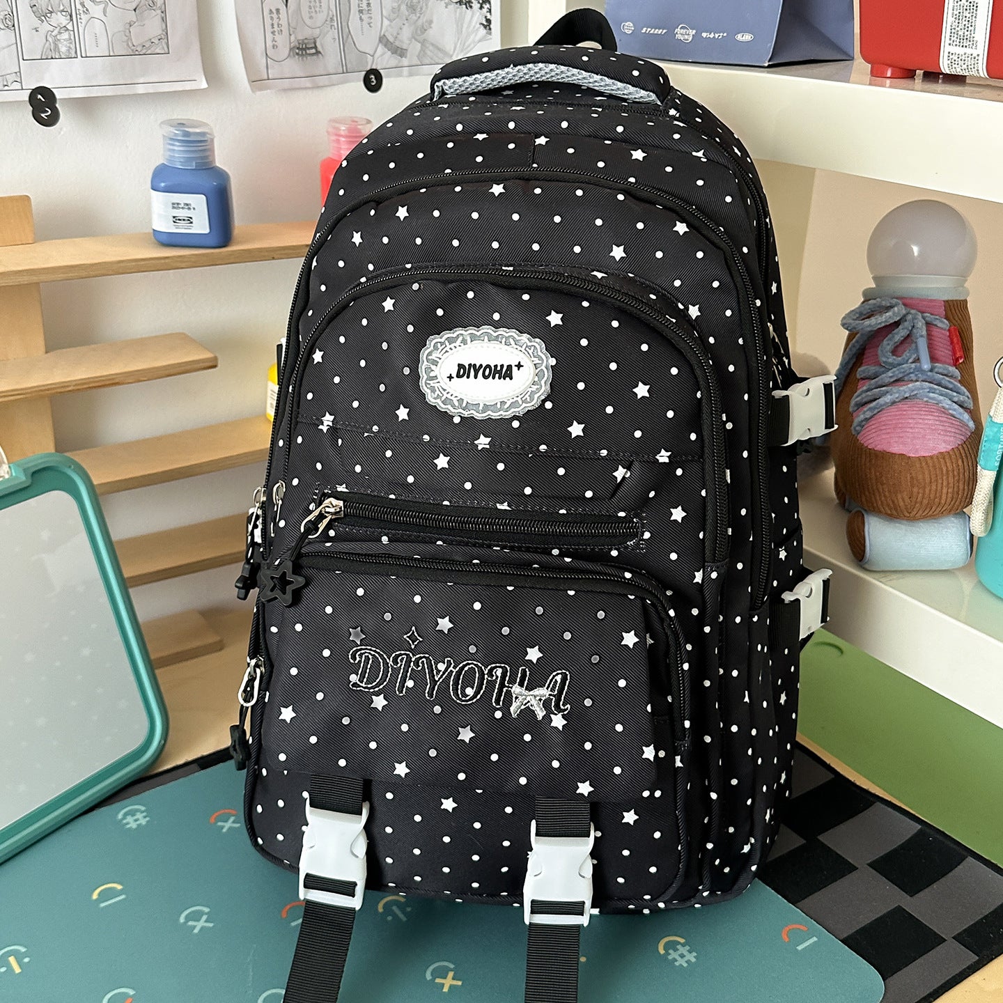 Kinder Fantasie Sterne-Druck Schul Rucksack