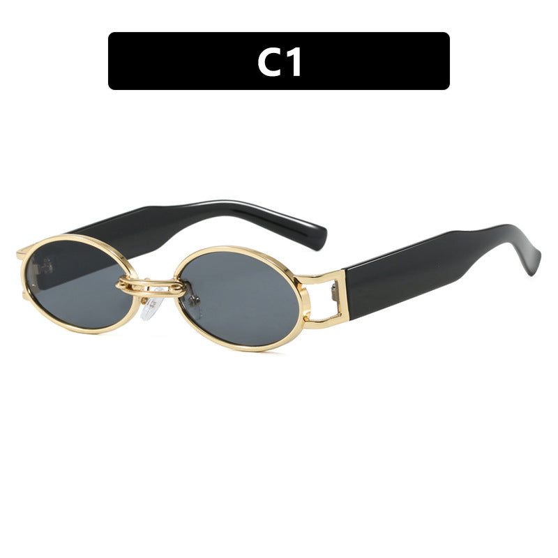 Damen ovalförmige Sonnenbrille mit goldenen Akzenten und stylischem Rahmen Brehn
