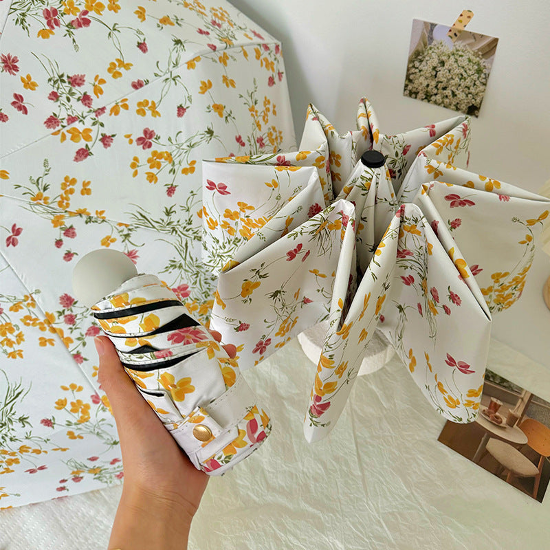 Damen Faltbarer Sonnenschutzschirm mit Blumendesign Brehn